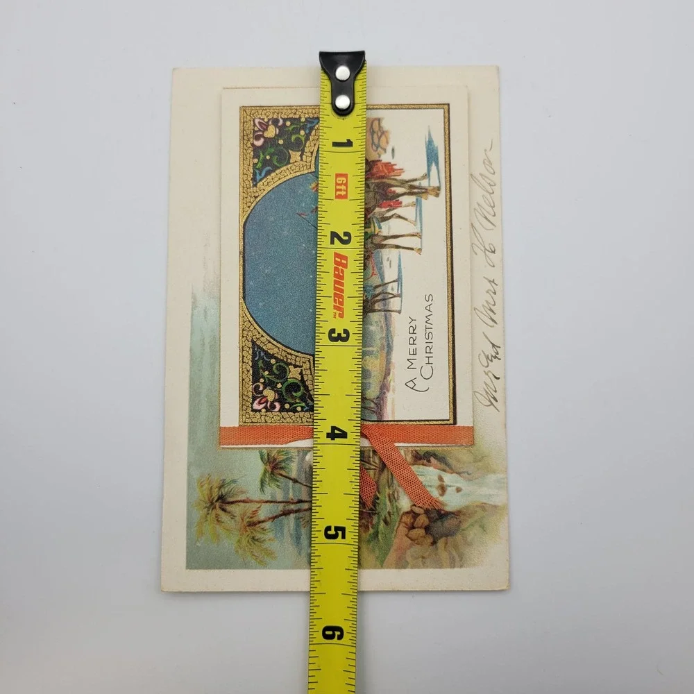 Vintage Merry Christmas Postcard Three Kings‎ Wise Men Ephemera